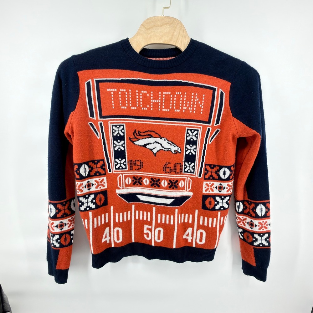Denver Broncos LED Light Up Ugly Christmas Sweater Men Size L FOCO Team Apparel